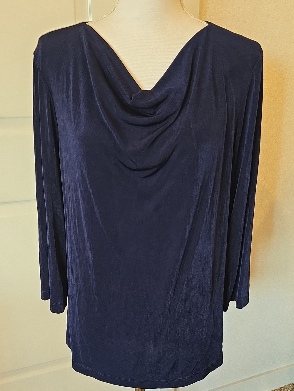 Citiknits Women’s Navy Cowl Neck Top